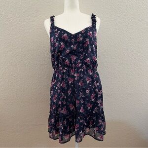Floral Sleeveless Dress - Navy and Pink